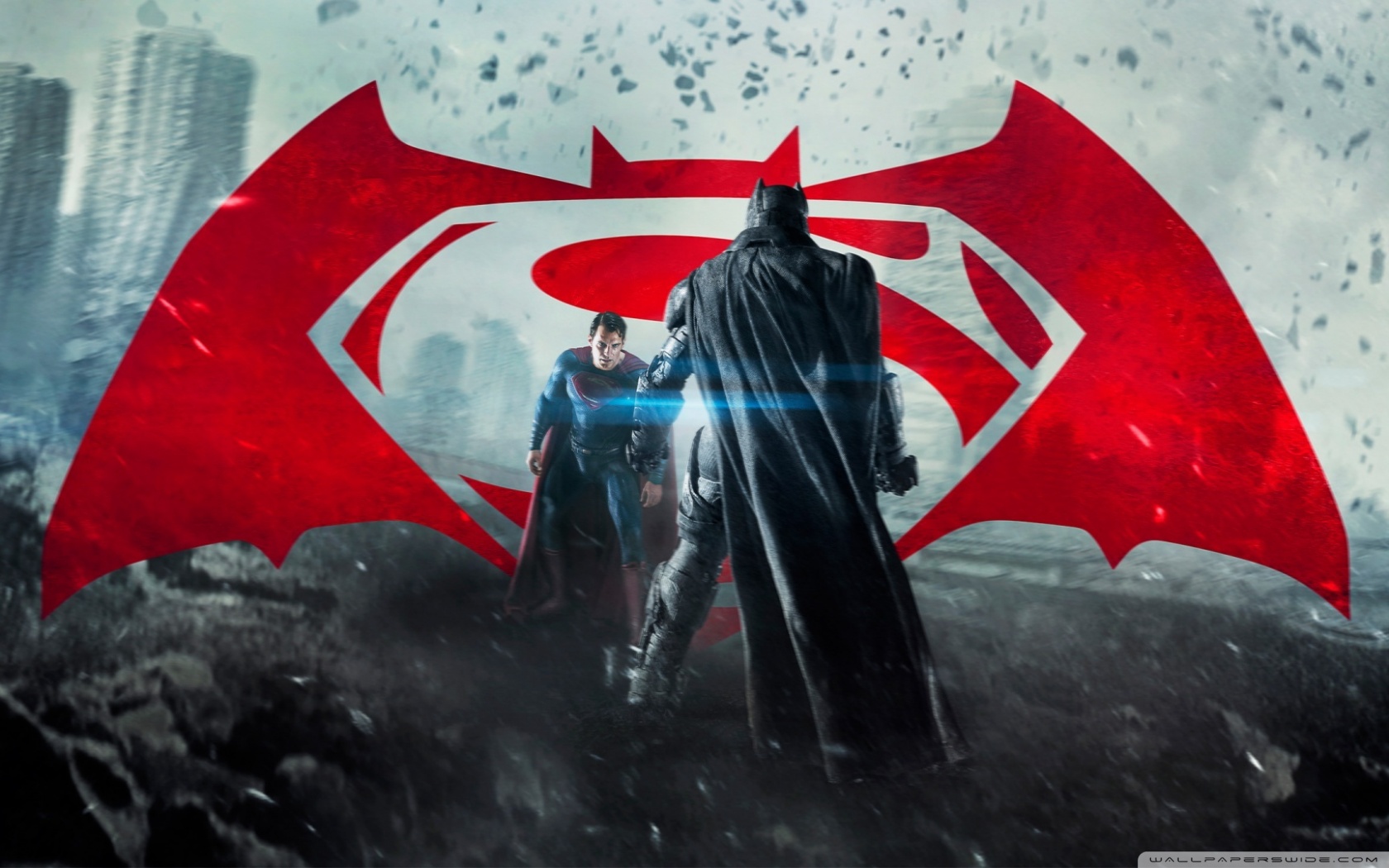 Download Batman V Superman Dawn Of Justice Poster With Wonder Woman  Wallpaper | Wallpapers.com