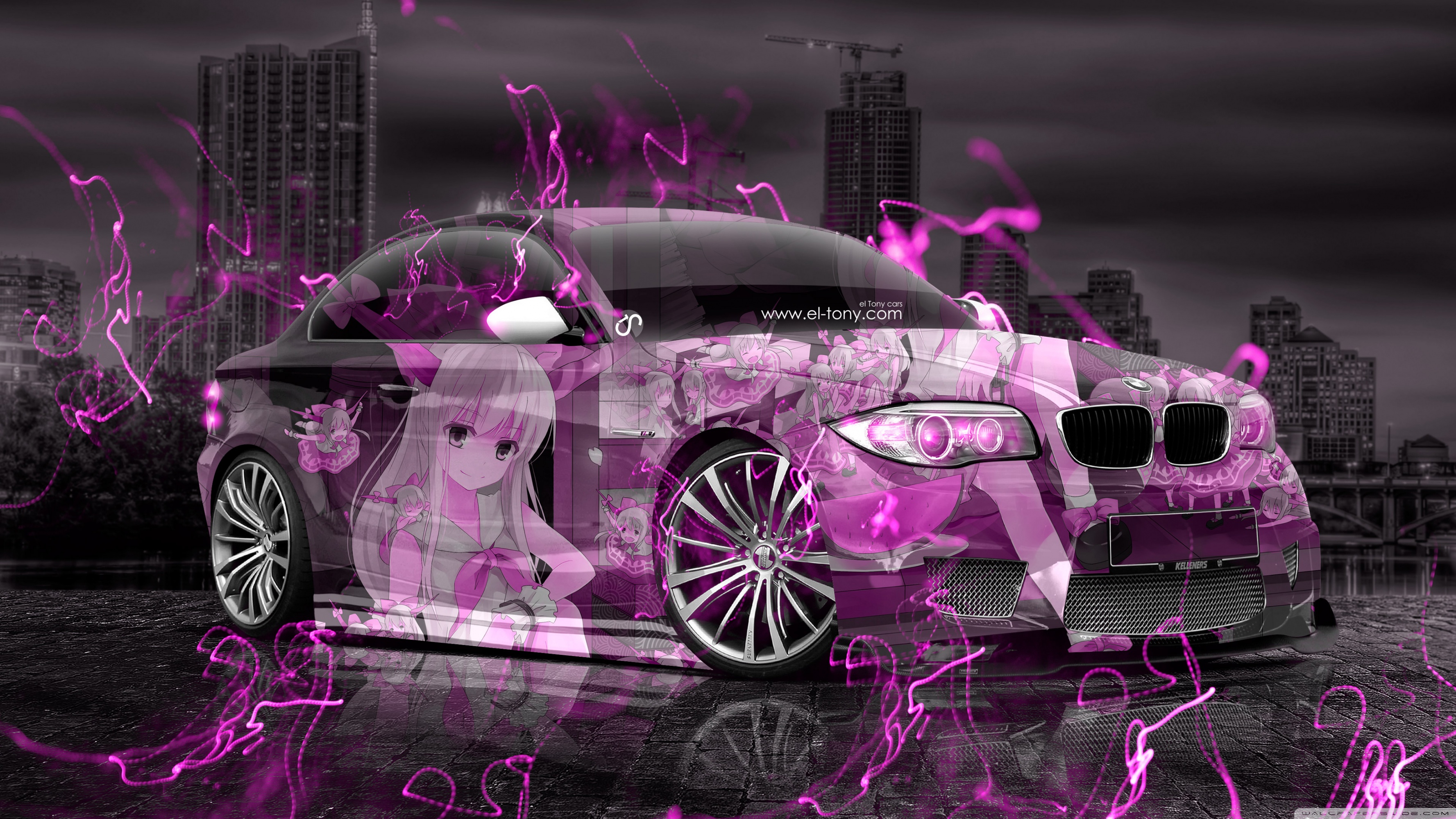 BMW M1 3D Anime Girl Aerography City Energy Car 2015 by Tony Kokhan Ultra  HD Desktop Background Wallpaper for 4K UHD TV