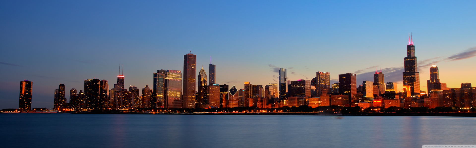 Chicago Skyline Night Ultra HD Desktop Background Wallpaper for 4K UHD ...