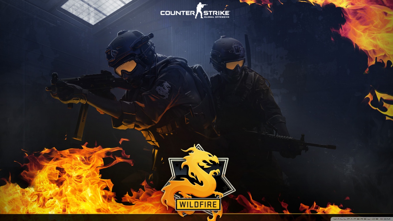 Wallpaper Counter Strike Soldiers cs go Games 1366x768