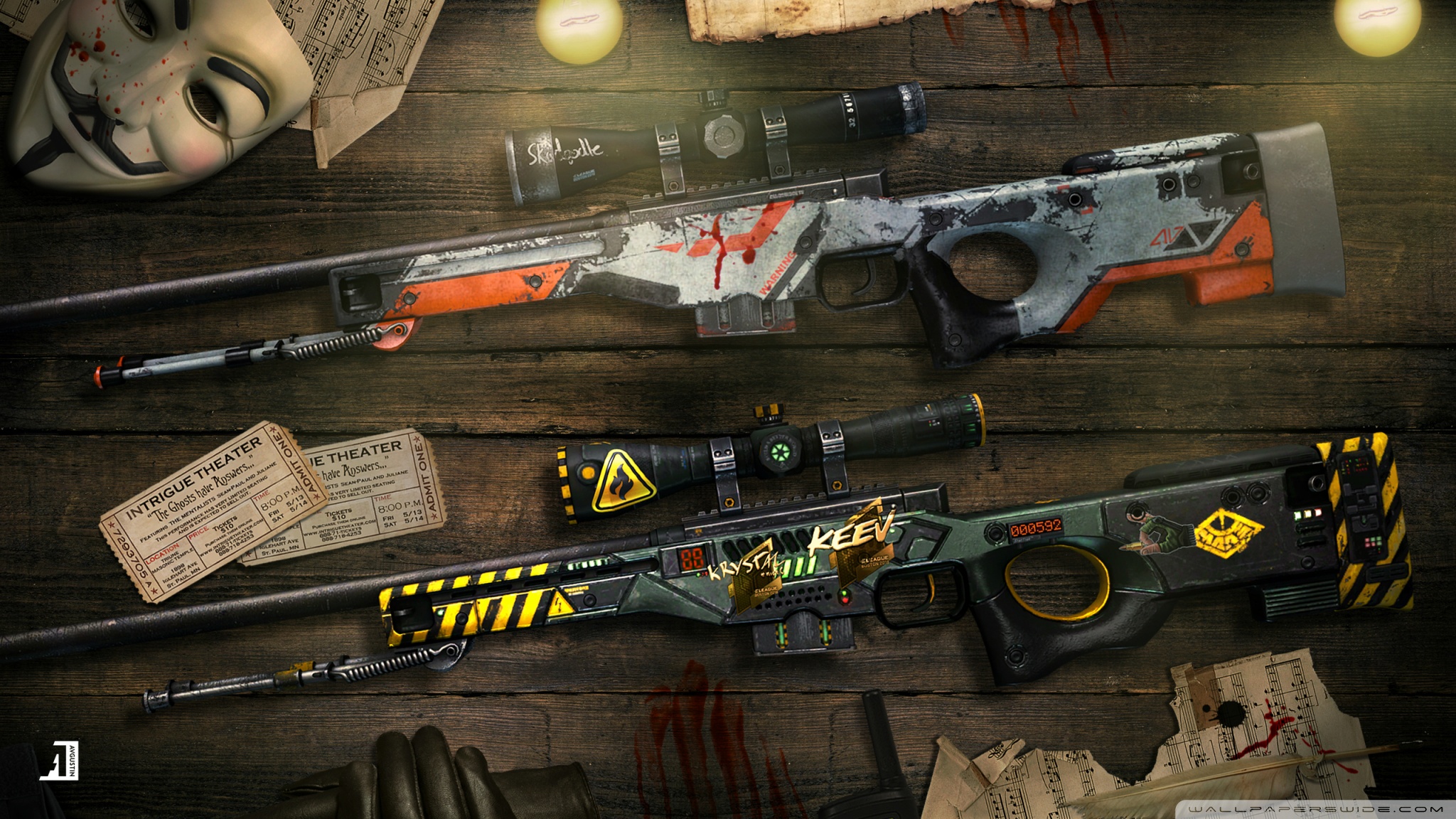 Download wallpaper counter strike, global offensive, awp, skin, cs:go,  asiimov, section weapon in resolution 1366x768