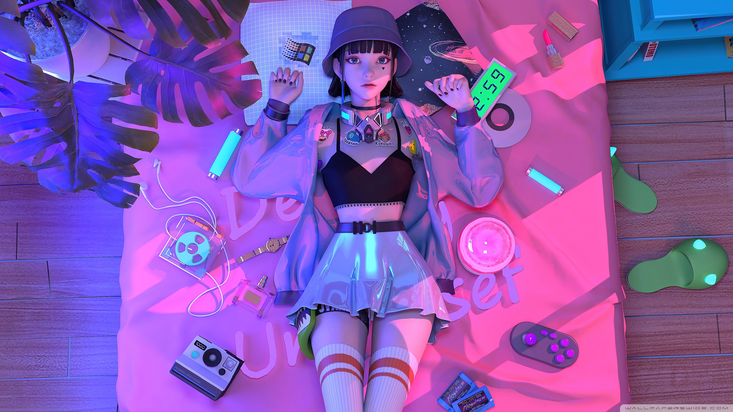 3440x1440 Cyberpunk Neon Girl Digital Art UltraWide Quad HD 1440P