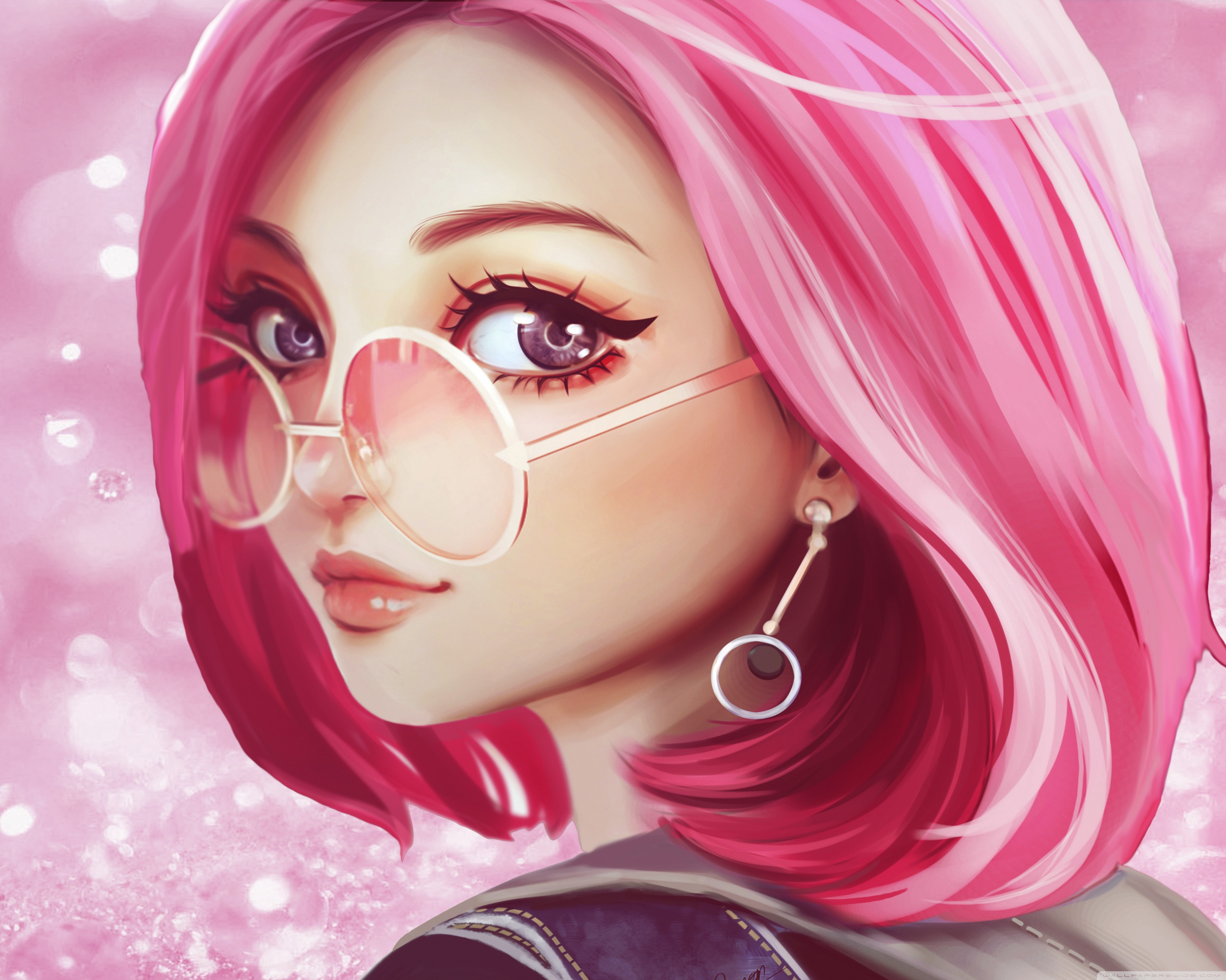Cute Girl Pink Hair Sunglasses Digital Art Drawing Ultra HD Desktop  Background Wallpaper for 4K UHD TV : Widescreen & UltraWide Desktop &  Laptop : Multi Display, Dual & Triple Monitor : Tablet : Smartphone