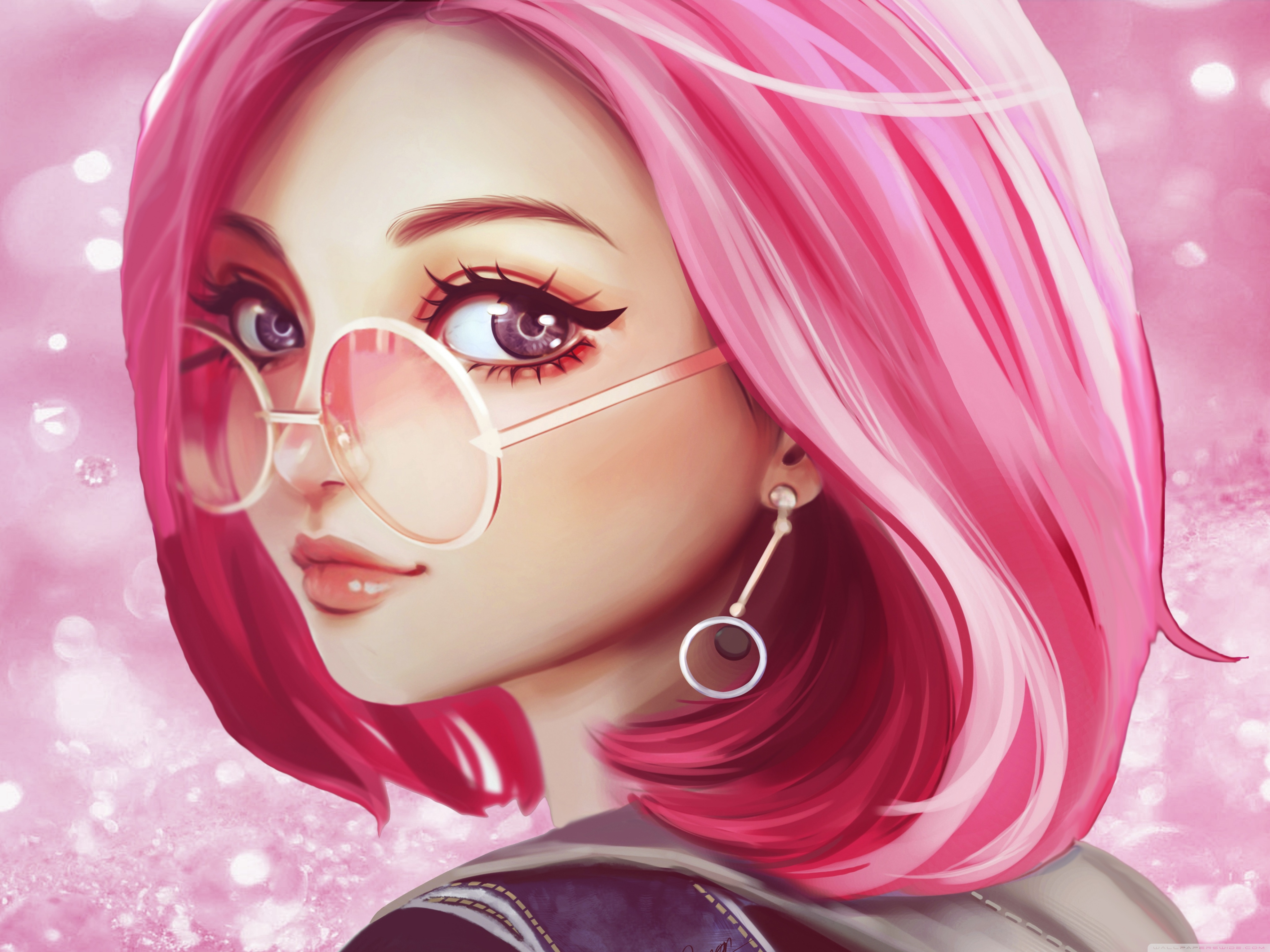 Cute Girl Pink Hair Sunglasses Digital Art Drawing Ultra HD Desktop Background  Wallpaper for 4K UHD TV  Widescreen  UltraWide Desktop  Laptop  Multi  Display Dual  Triple Monitor  Tablet  Smartphone