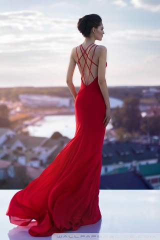 Fashion Model in a Beautiful Red Dress Ultra HD Desktop Background ...