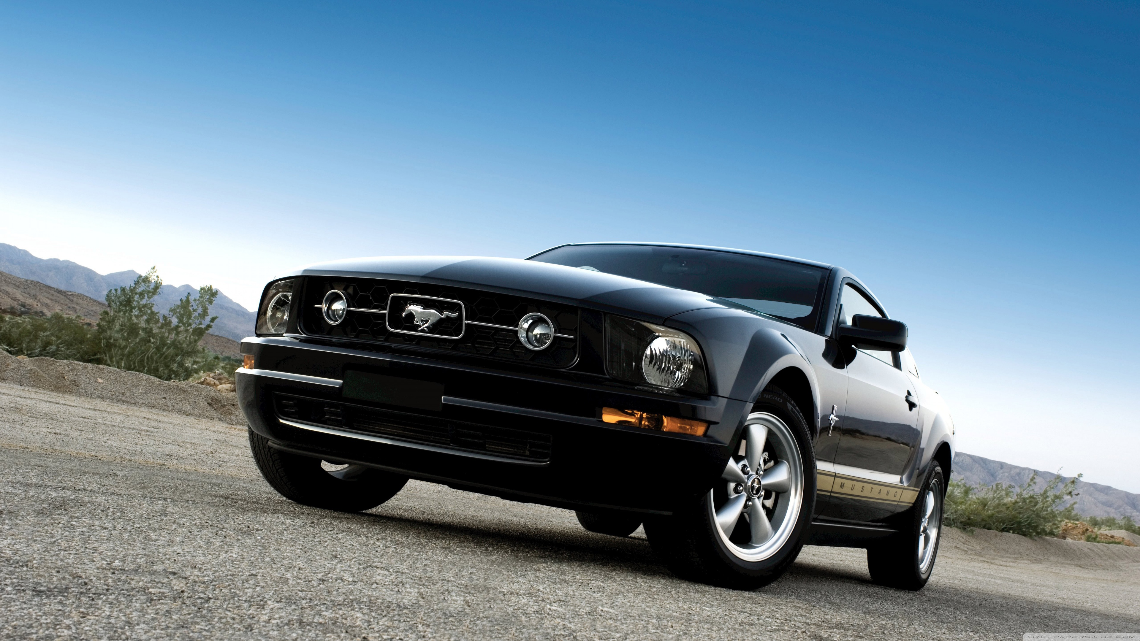 Vehicle Ford Mustang GT Black 4K wallpaper download