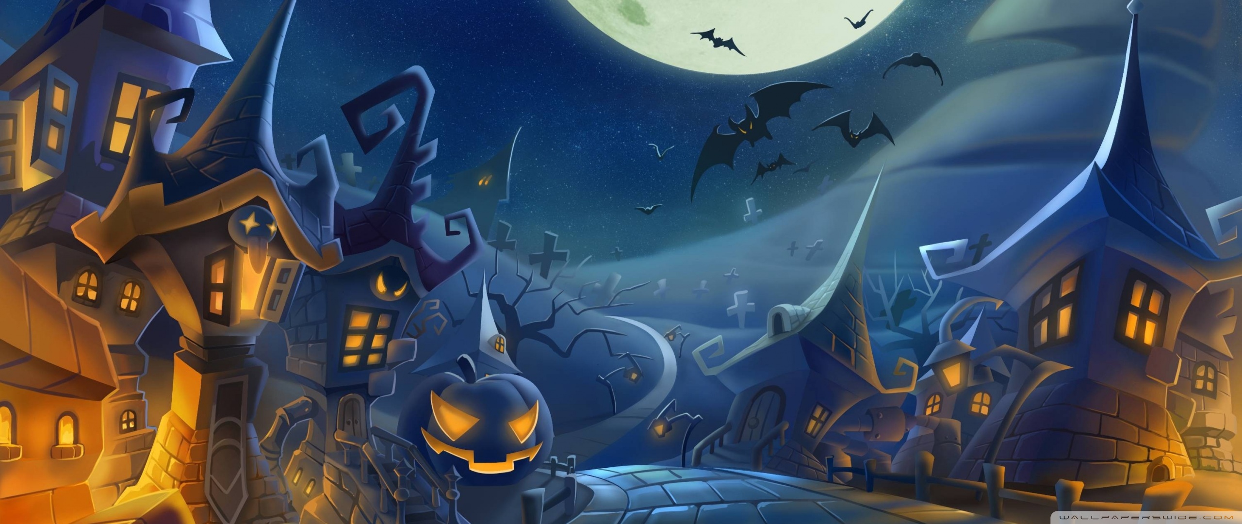 Halloween Spooky Night Full Moon Ultra HD Desktop Background Wallpaper ...