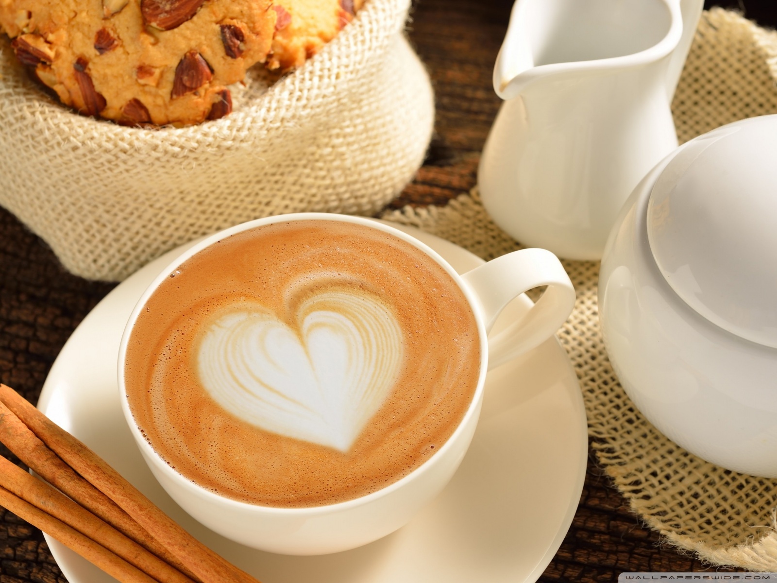 Heart On Coffee Foam Cinnamon Ultra HD Desktop Background Wallpaper for ...