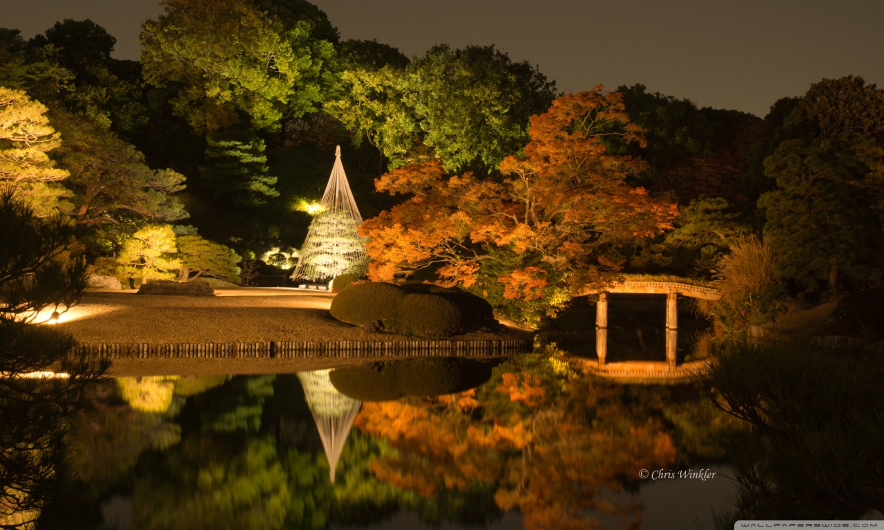 Japanese Garden at Night Ultra HD Desktop Background Wallpaper for 4K ...