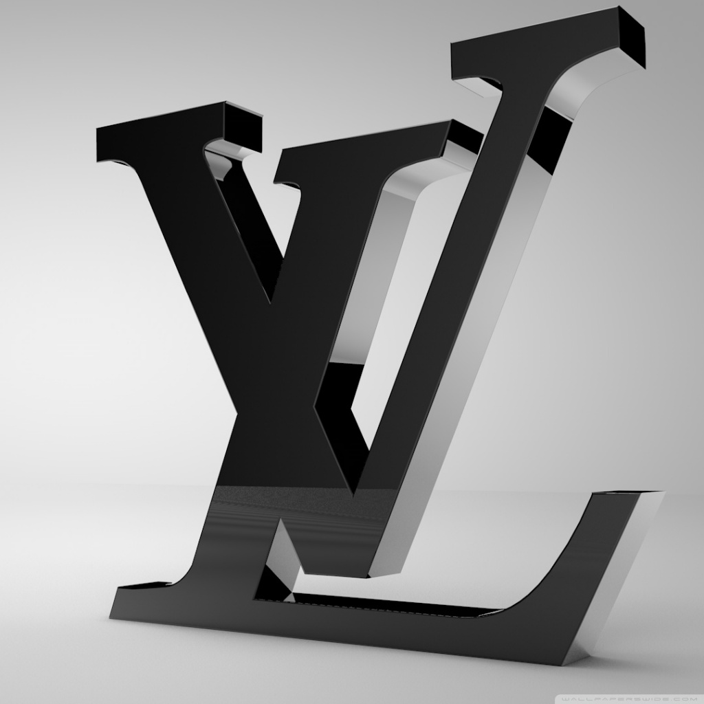 Louis Vuitton Shiny Black Logo Ultra HD Desktop Background
