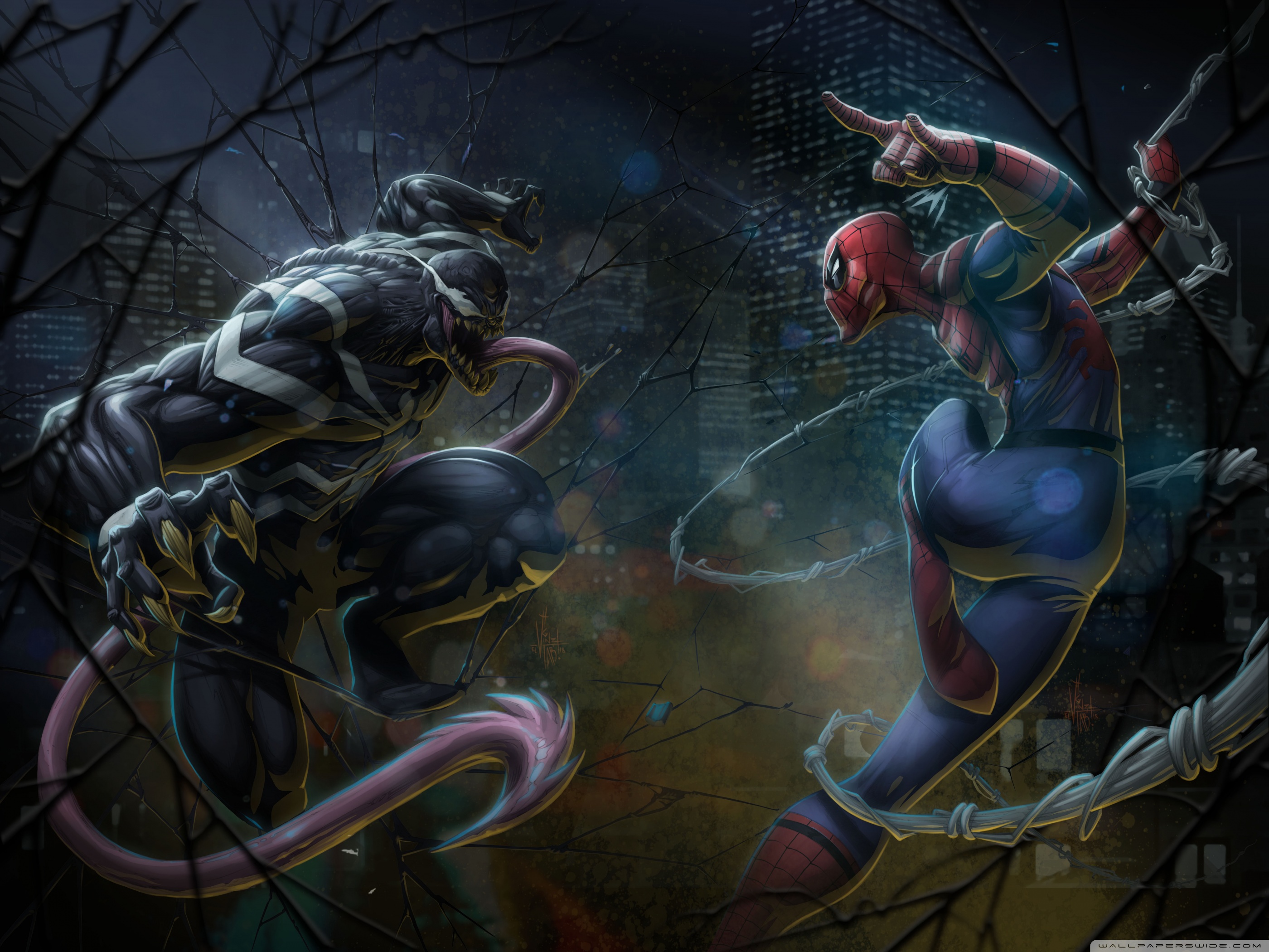 Marvel Comics Spider-Man vs Venom artwork Ultra HD Desktop Background  Wallpaper for 4K UHD TV : Widescreen & UltraWide Desktop & Laptop : Tablet  : Smartphone