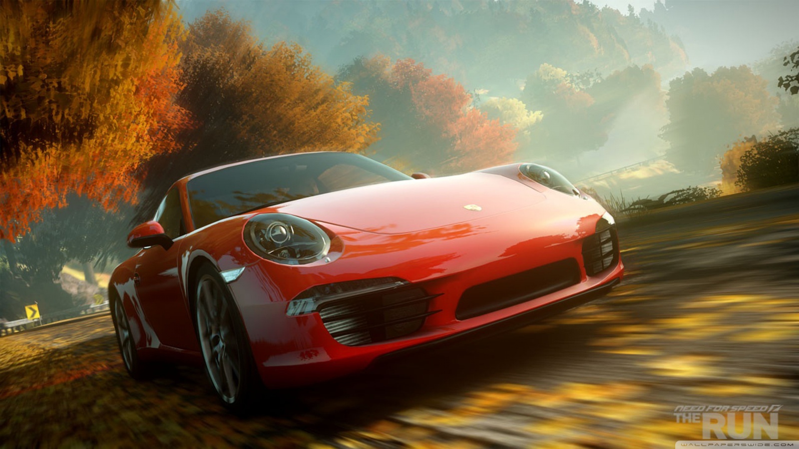 4k, 16:9 wallpaper for a pc, porsche 911 on a road with sunset