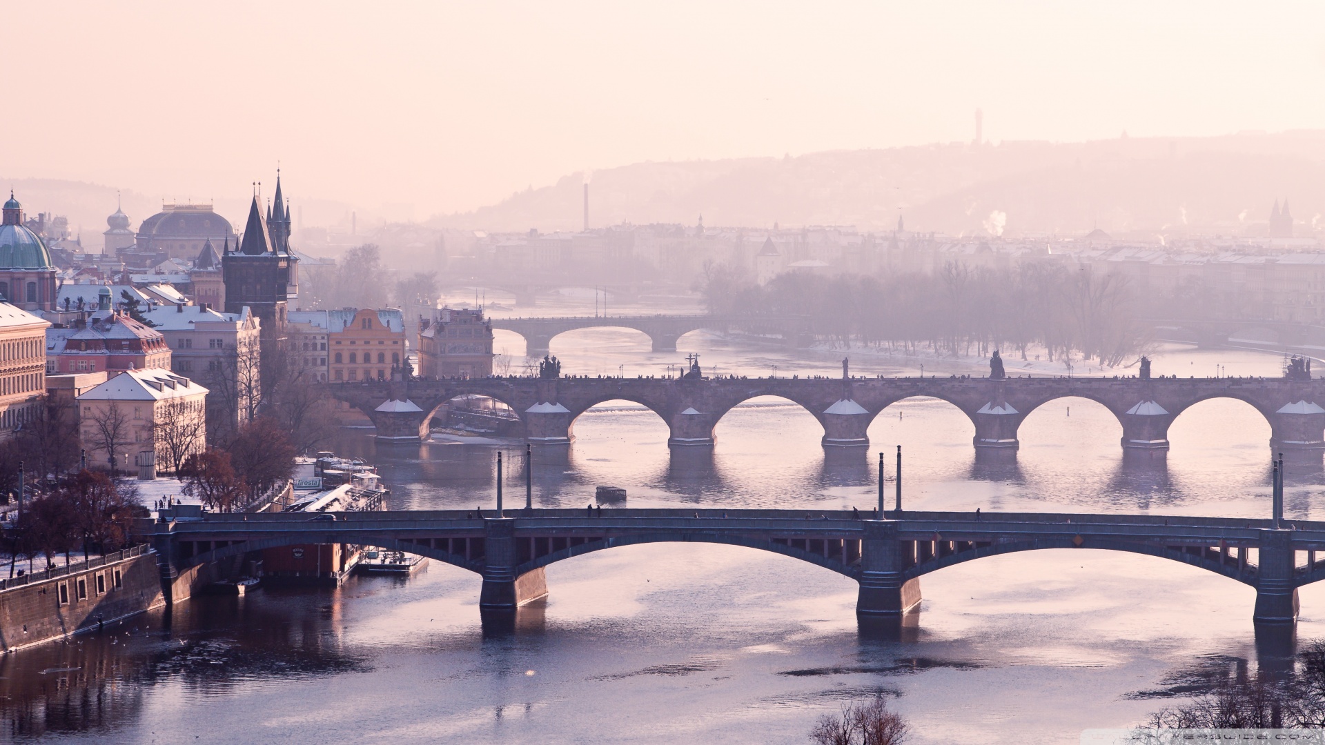 HD wallpaper: winter, river, Prague, Czech Republic, Christmas, panorama |  Wallpaper Flare