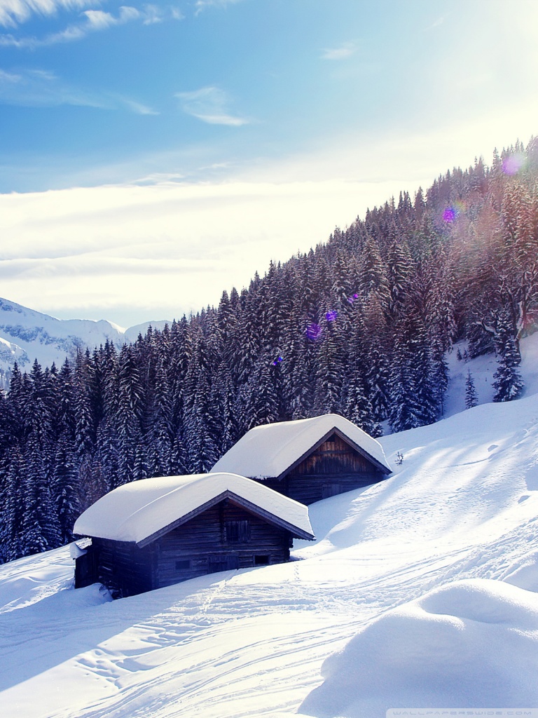 Snowy Mountain Cottage Ultra HD Desktop Background Wallpaper for 4K UHD ...