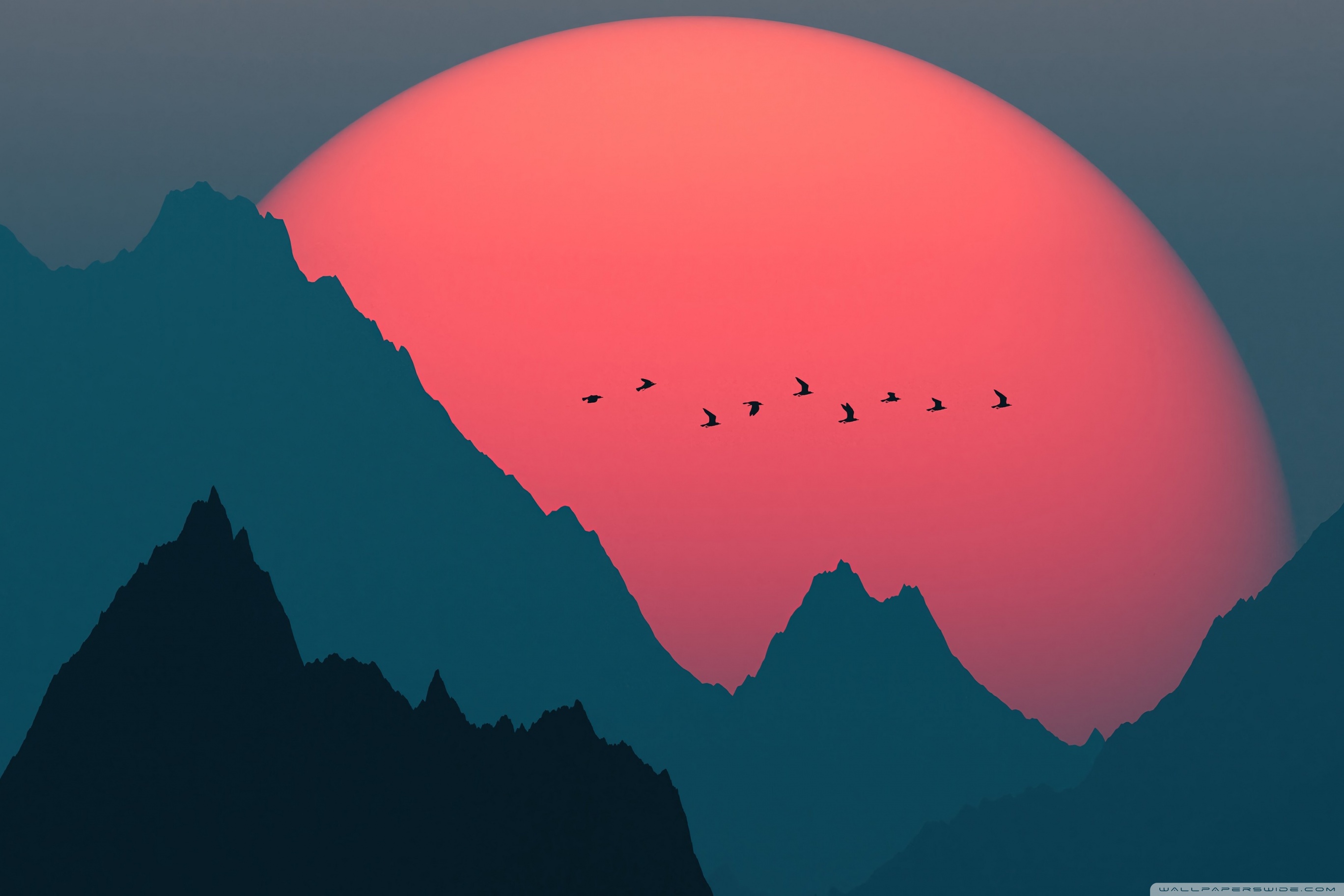1366x768 Minimal Sunset Landscape 4k Laptop HD ,HD 4k Wallpapers,Images, Backgrounds,Photos and Pictures
