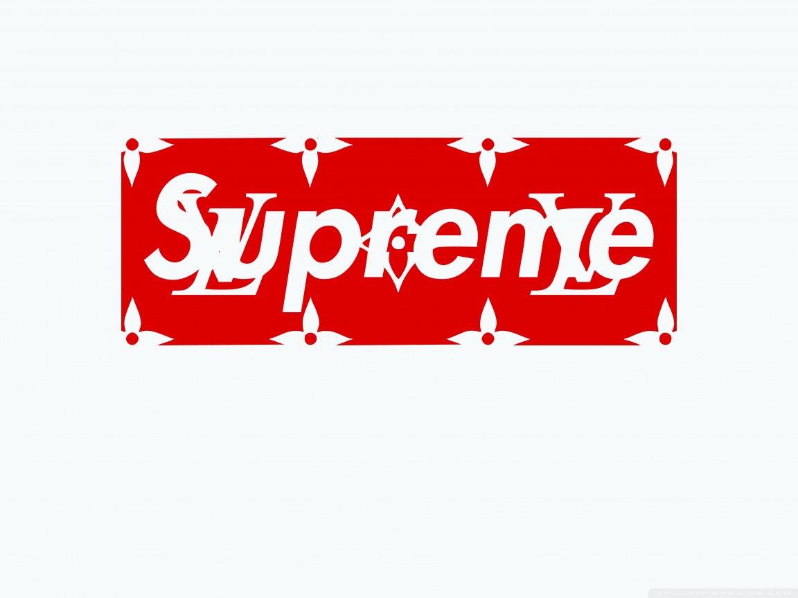 Download Red Supreme Logo Louis Vuitton Wallpaper