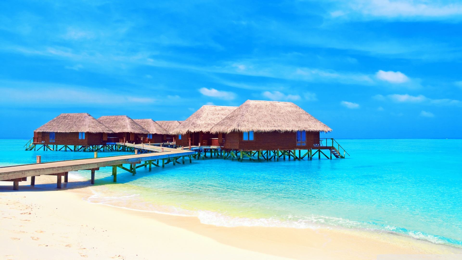 Tropical Water Bungalows Ultra HD Desktop Background Wallpaper for 4K ...